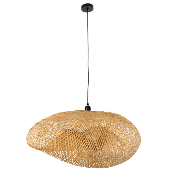 GloboStar® MEXICO 00721 Boho Κρεμαστό Φωτιστικό Οροφής Μονόφωτο 1 x E27 Μπεζ Ξύλινο Μπαμπού Μ100 x Π80 x Y35cm