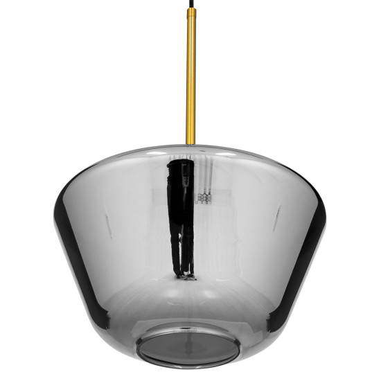 GloboStar® AMARIS 00873 Μοντέρνο Κρεμαστό Φωτιστικό Οροφής Μονόφωτο 1 x E27 Γυάλινο Φιμέ Νίκελ Φ30 x Υ22cm