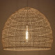 GloboStar® MALIBU 00965 Vintage Κρεμαστό Φωτιστικό Οροφής Μονόφωτο 1 x E27 Λευκό Ξύλινο Μπαμπού Φ100 x Y86cm