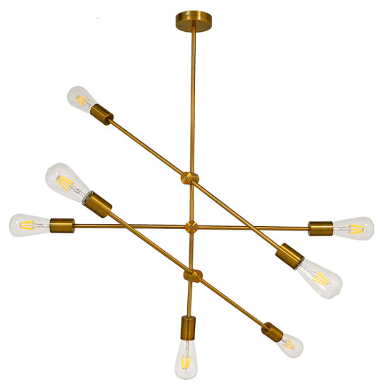 GloboStar® ESTHER 00993 Μοντέρνο Industrial Φωτιστικό Οροφής Πολύφωτο 7 x E27 Χρυσό Μεταλλικό Φ75 x Υ88cm