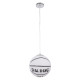 GloboStar® SPALDING NBA 01031 Μοντέρνο Κρεμαστό Παιδικό Φωτιστικό Οροφής Μονόφωτο 1 x E27 Λευκό Μαύρο Γυάλινο Φ25 x Υ25cm