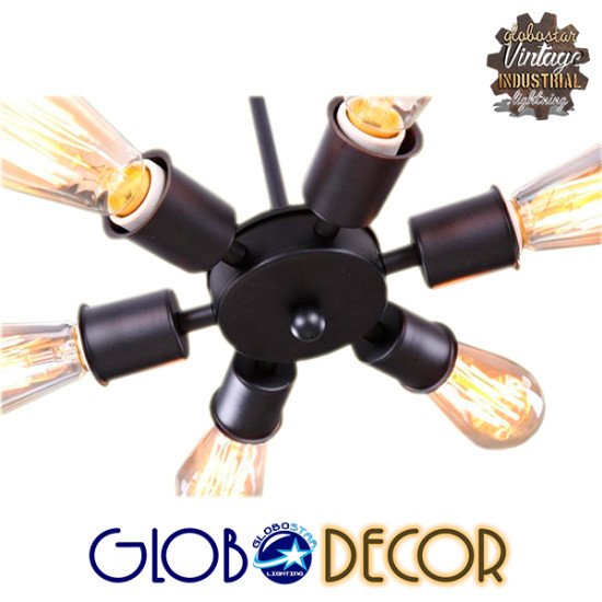 GloboStar® CONFOR 01036 Μοντέρνο Industrial Φωτιστικό Οροφης Πολύφωτο Μαύρο Μεταλλικό Φ24 x Y8cm