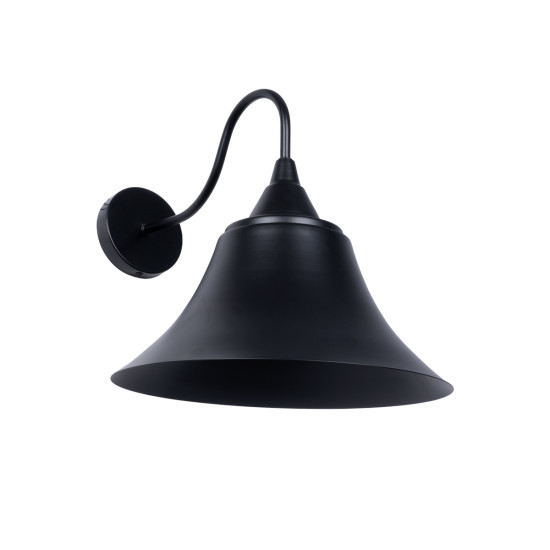 GloboStar® BELL 01038 Vintage Industrial Φωτιστικό Τοίχου - Απλίκα Μονόφωτο 1 x E27 AC 220-240V IP20 - Μ35 x Π28.5 x Υ30cm - Μαύρο Καμπάνα