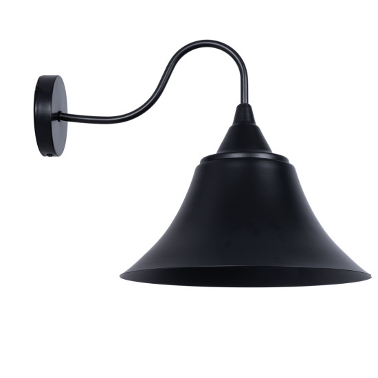 GloboStar® BELL 01038 Vintage Industrial Φωτιστικό Τοίχου - Απλίκα Μονόφωτο 1 x E27 AC 220-240V IP20 - Μ35 x Π28.5 x Υ30cm - Μαύρο Καμπάνα