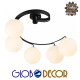 GloboStar® SELINA 01090 Μοντέρνο Φωτιστικό Οροφής Πολύφωτο Μαύρο Μεταλλικό με Λευκό Γυαλί Φ63 x Y47cm