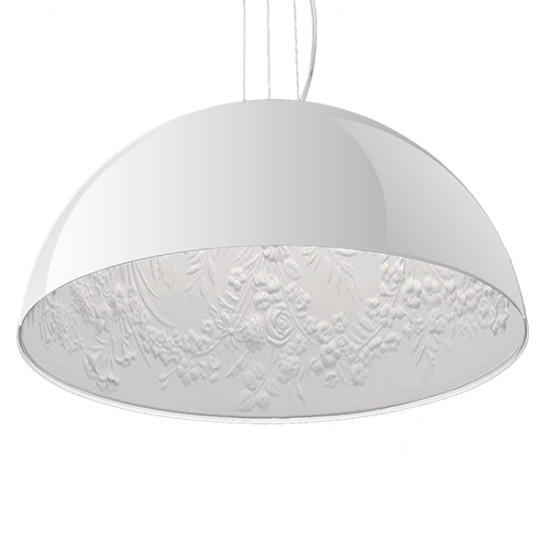 GloboStar® SERENIA WHITE 01152 Μοντέρνο Κρεμαστό Φωτιστικό Οροφής Μονόφωτο 1 x E27 AC220-240V - Φ40 x Υ20cm - Λευκό Γύψινο Καμπάνα - 5 Χρόνια Εγγύηση