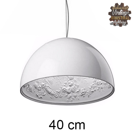 GloboStar® SERENIA WHITE 01152 Μοντέρνο Κρεμαστό Φωτιστικό Οροφής Μονόφωτο 1 x E27 AC220-240V - Φ40 x Υ20cm - Λευκό Γύψινο Καμπάνα - 5 Χρόνια Εγγύηση