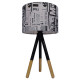 GloboStar® MAGAZINE 01230 Μοντέρνο Επιτραπέζιο Φωτιστικό Πορτατίφ Μονόφωτο 1 x E27 Ξύλινο με Άσπρο Μπεζ Καμβά Καπέλο Φ30 x Υ55cm