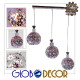 GloboStar® BOUQUET 01249 Μοντέρνο Κρεμαστό Φωτιστικό Μπάλα Τρίφωτο 3 x E27 IP20 Ασημί Μέταλλο με Μωβ Κρύσταλλο - Μ66 x Π19 x Υ24cm