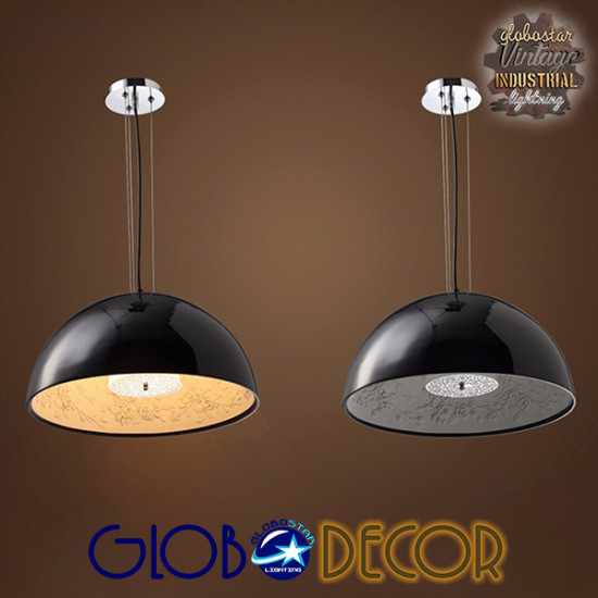 GloboStar® SERENIA BLACK 01270 Μοντέρνο Κρεμαστό Φωτιστικό Οροφής Μονόφωτο 1 x E27 AC220-240V IP20 - Φ60 x Υ30cm - Μαύρο Γύψινο Καμπάνα - 5 Χρόνια Εγγύηση