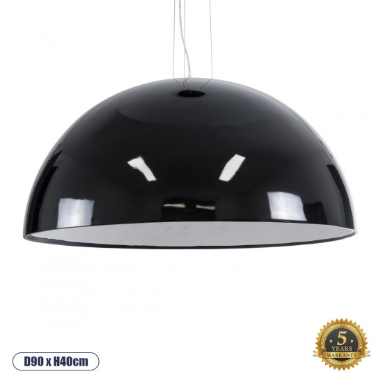 GloboStar® SERENIA BLACK 01272 Μοντέρνο Κρεμαστό Φωτιστικό Οροφής Μονόφωτο 1 x E27 AC220-240V IP20 - Φ90 x Υ40cm - Μαύρο Γύψινο Καμπάνα - 5 Χρόνια Εγγύηση