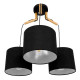 GloboStar® RAMSON 01525 Μοντέρνο Κρεμαστό Φωτιστικό Οροφής Τρίφωτο 3 x E27 Μαύρο με Ξύλο και Υφασμάτινα Καπελα Φ67 x Υ65cm