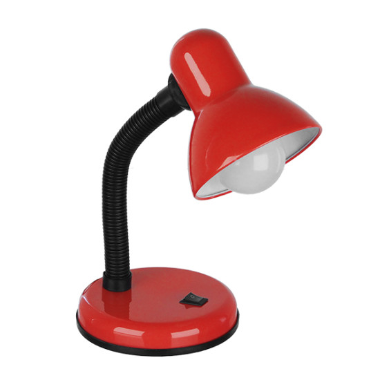 GloboStar® STUDENT RED 01535 Μοντέρνο Επιτραπέζιο Φωτιστικό Γραφείου Μονόφωτο 1 x E27 Κόκκινο με Λευκό Μεταλλικό με Διακόπτη ΟN/OFF Καμπάνα Φ12 x Υ32cm