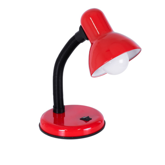 GloboStar® STUDENT RED 01535 Μοντέρνο Επιτραπέζιο Φωτιστικό Γραφείου Μονόφωτο 1 x E27 Κόκκινο με Λευκό Μεταλλικό με Διακόπτη ΟN/OFF Καμπάνα Φ12 x Υ32cm