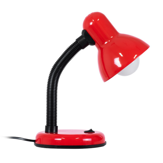 GloboStar® STUDENT RED 01535 Μοντέρνο Επιτραπέζιο Φωτιστικό Γραφείου Μονόφωτο 1 x E27 Κόκκινο με Λευκό Μεταλλικό με Διακόπτη ΟN/OFF Καμπάνα Φ12 x Υ32cm