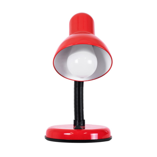 GloboStar® STUDENT RED 01535 Μοντέρνο Επιτραπέζιο Φωτιστικό Γραφείου Μονόφωτο 1 x E27 Κόκκινο με Λευκό Μεταλλικό με Διακόπτη ΟN/OFF Καμπάνα Φ12 x Υ32cm