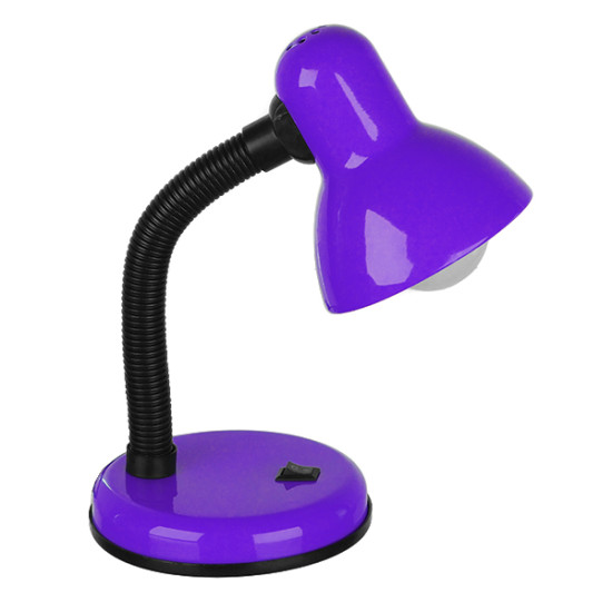 GloboStar® STUDENT PURPLE 01537 Μοντέρνο Επιτραπέζιο Φωτιστικό Γραφείου Μονόφωτο 1 x E27 Μωβ με Λευκό Μεταλλικό με Διακόπτη ΟN/OFF Καμπάνα Φ12 x Υ32cm