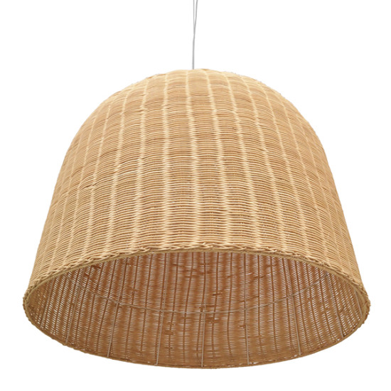 GloboStar® BAHAMAS 01570 Boho Κρεμαστό Φωτιστικό Καμπάνα Μονόφωτο 1 x E27 IP20 Μπεζ Ξύλο - Μ90 x Π90 x Y90cm