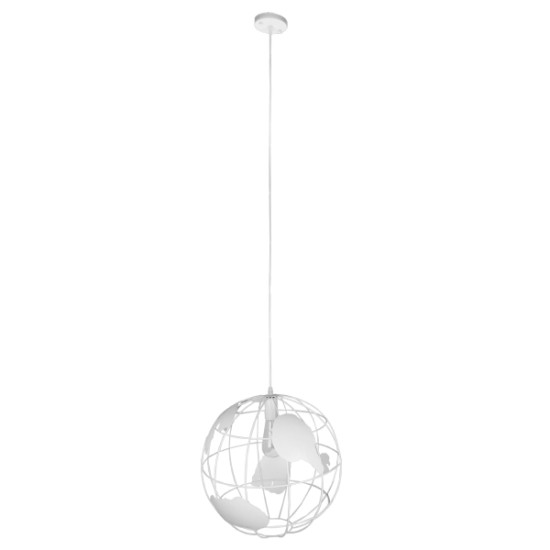 GloboStar® EARTH 01664 Vintage Κρεμαστό Φωτιστικό Φιγούρα Μονόφωτο 1 x E27 IP20 Λευκό Μέταλλο - Μ40 x Π40 x Y40cm