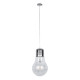 GloboStar® LAMP 01677 Μοντέρνο Κρεμαστό Φωτιστικό Οροφής Μονόφωτο 1 x E27 Ασημί Νίκελ Μεταλλικό Διάφανο Γυαλί Φ30 x Υ52cm
