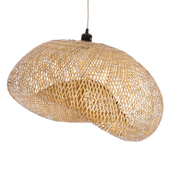 GloboStar® CARIBBEAN 01724 Boho Κρεμαστό Φωτιστικό Οροφής Μονόφωτο 1 x E27 Μπεζ Ξύλινο Μπαμπού Φ60 x Y38cm