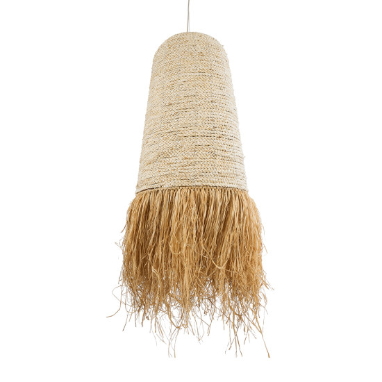 GloboStar® LETA 02171 Boho Κρεμαστό Φωτιστικό Οροφής Μονόφωτο 1 x E27 AC220-240V IP20 - Φ50 x Υ150cm - Μπεζ Φυσική Ράφια Νήμα Πλέγμα Καμπάνα