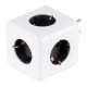 GloboStar® TRAVEL PowerCube PRO Certified 79627 Πολύπριζο 5 Θέσεων με 5 Πρίζες Ασφαλείας Childproof EU Schuko AC 220-240V Μ7.5 x Π11.5 x Υ7.5 - Λευκό με Γκρι - Max Load 3680W/16A