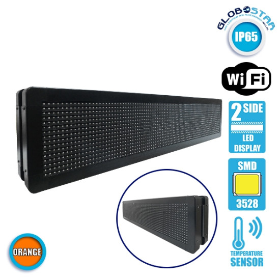 GloboStar® 90304 Κυλιόμενη Ψηφιακή Επιγραφή P10 LED SMD AC 220-240V με Wi-Fi - Αδιάβροχή IP65 - Διπλής Όψης - Μ104 x Π12 x Υ20cm Πορτοκαλί