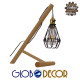 GloboStar® ELMA 10001335 Μοντέρνο Επιτραπέζιο Φωτιστικό Μονόφωτο Ξύλινο με Μαύρο Πλέγμα Φ10 x Μ34 x Π22.5 x Υ42cm