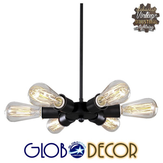 GloboStar® CONFOR 01036 Μοντέρνο Industrial Φωτιστικό Οροφης Πολύφωτο Μαύρο Μεταλλικό Φ24 x Y8cm