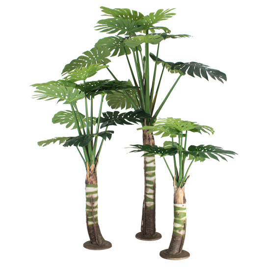 GloboStar® Artificial Garden MONSTERA SET 20090 - Τεχνητό Διακοσμητικό Σετ Φυτών Μονστέρα A:Υ300cm B:Υ200cm C:Υ150cm