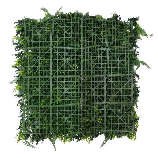GloboStar® Artificial Garden JUNGLE FERN 20351 Τεχνητό Διακοσμητικό Πάνελ Φυλλωσιάς - Κάθετος Κήπος σύνθεση Ζούγκλα Φτέρης Μ100 x Π100 x Υ20cm