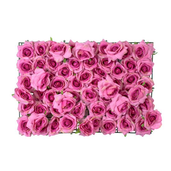 GloboStar® Artificial Garden ROSES STORY 20357 Τεχνητό Διακοσμητικό Πάνελ Λουλουδιών - Κάθετος Κήπος σύνθεση Βυσσινί Τριαντάφυλλα Μ40 x Π60 x Υ15cm