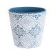 GloboStar® Artificial Garden CASABLANCA 20517 Διακοσμητικό Κεραμικό Κασπώ Γλάστρα - Flower Pot Λευκό με Μπλε Φ14 x Υ13cm