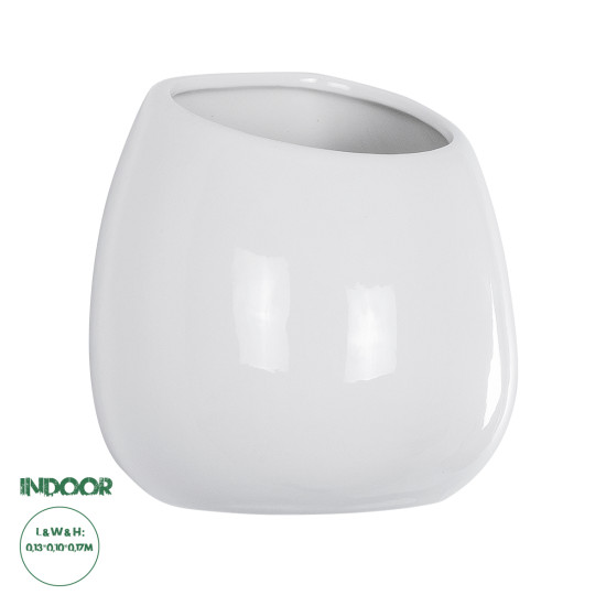 GloboStar® Artificial Garden GRENADA 20537 Διακοσμητικό Κεραμική Γλάστρα Λευκή Φ12 x Υ13