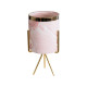 GloboStar® Artificial Garden COLORADO 20566 Διακοσμητικό Κεραμικό Κασπώ Γλάστρα - Flower Pot Ροζ με Χρυσή Μεταλλική Βάση και Λευκές Λεπτομέρειες Φ8 x Υ17cm