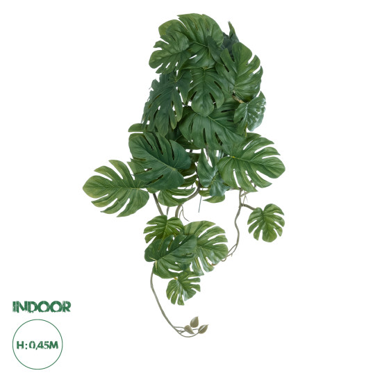 GloboStar® Artificial Garden MONSTERA HANGING PLANT 20605 - Τεχνητό Διακοσμητικό Κρεμαστό Φυτό Μονστέρα Υ45cm