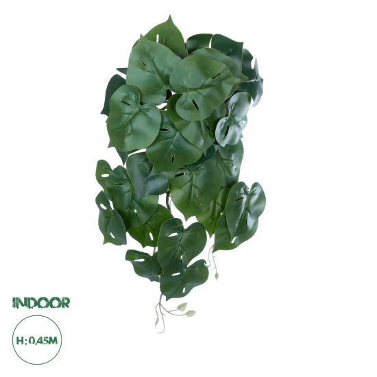 GloboStar® Artificial Garden MONSTERA HANGING PLANT 20613 - Τεχνητό Διακοσμητικό Κρεμαστό Φυτό Μονστέρα Υ45cm