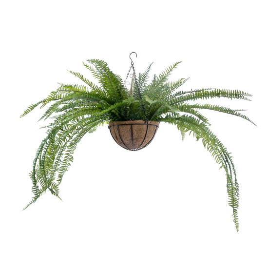 GloboStar® Artificial Garden FERN HANGING PLANT 20624 Τεχνητό Κρεμαστό Διακοσμητικό Φυτό Φτέρης Y45cm