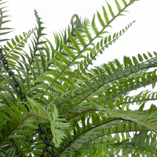 GloboStar® Artificial Garden FERN HANGING PLANT 20624 Τεχνητό Κρεμαστό Διακοσμητικό Φυτό Φτέρης Y45cm