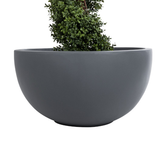 GloboStar® Artificial Garden BALTIMORE 20697 Διακοσμητικό Πολυεστερικό Τσιμεντένιο Κασπώ Γλάστρα - Flower Pot Γκρι Φ61 x Υ30cm