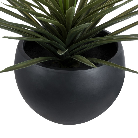 GloboStar® Artificial Garden VITORIA 20700 Διακοσμητικό Πολυεστερικό Τσιμεντένιο Κασπώ Γλάστρα - Flower Pot Μαύρο Φ45 x Υ33cm