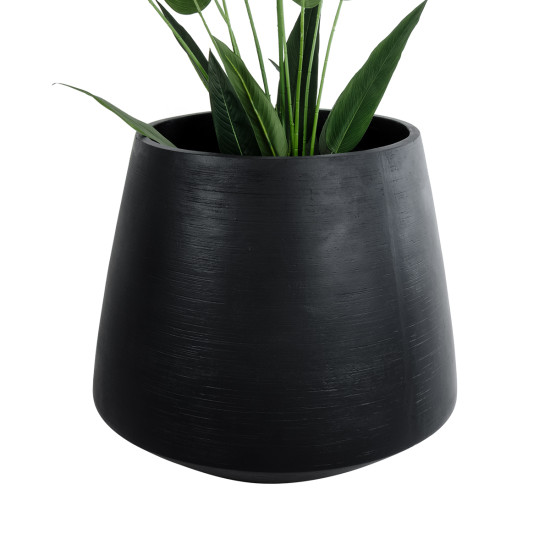 GloboStar® Artificial Garden TIJUANA 20704 Διακοσμητικό Πολυεστερικό Τσιμεντένιο Κασπώ Γλάστρα - Flower Pot Μαύρο Φ82 x Υ90cm