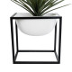GloboStar® Artificial Garden FIORI 20754 Επιδαπέδιο Μεταλλικό Τσιμεντένιο Κασπώ Γλάστρα - Flower Pot Λευκό με Μαύρο Μ60 x Π40 x Υ60cm