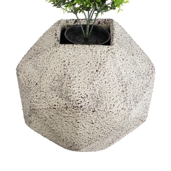 GloboStar® Artificial Garden BOROUGH 20782 Επιδαπέδιο Πολυεστερικό Τσιμεντένιο Κασπώ Γλάστρα - Flower Pot Λευκό με Μπεζ Μ30 x Π30 x Υ30cm