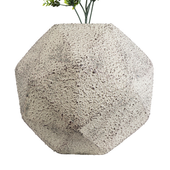 GloboStar® Artificial Garden BOROUGH 20782 Επιδαπέδιο Πολυεστερικό Τσιμεντένιο Κασπώ Γλάστρα - Flower Pot Λευκό με Μπεζ Μ30 x Π30 x Υ30cm