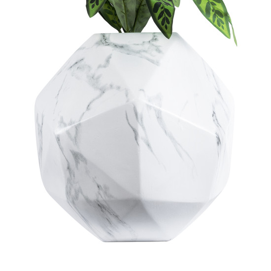 GloboStar® Artificial Garden BRIXTON 20783 Επιδαπέδιο Πολυεστερικό Τσιμεντένιο Κασπώ Γλάστρα - Flower Pot Λευκό Μ38 x Π38 x Υ38cm