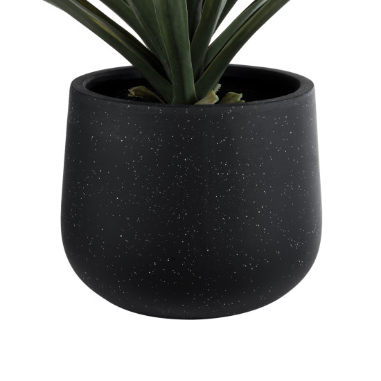 GloboStar® Artificial Garden MAYFAIR 20801 Διακοσμητικό Πολυεστερικό Τσιμεντένιο Κασπώ Γλάστρα - Flower Pot Μαύρο με Λευκές Λεπτομέριες Μ25 x Π27 x Υ30cm