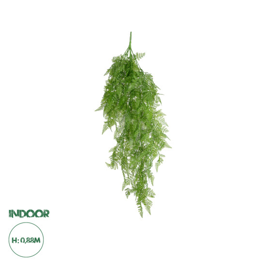 GloboStar® Artificial Garden HANGING FERN 20804 Τεχνητό Διακοσμητικό Κρεμαστό Φυτό Φτέρη Μ40 x Π20 x Υ88cm