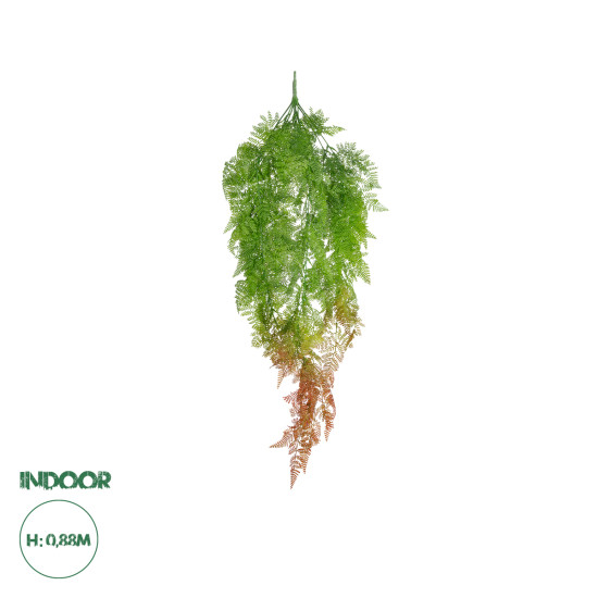 GloboStar® Artificial Garden HANGING FERN 20805 Τεχνητό Διακοσμητικό Κρεμαστό Φυτό Φτέρη Μ40 x Π20 x Υ88cm